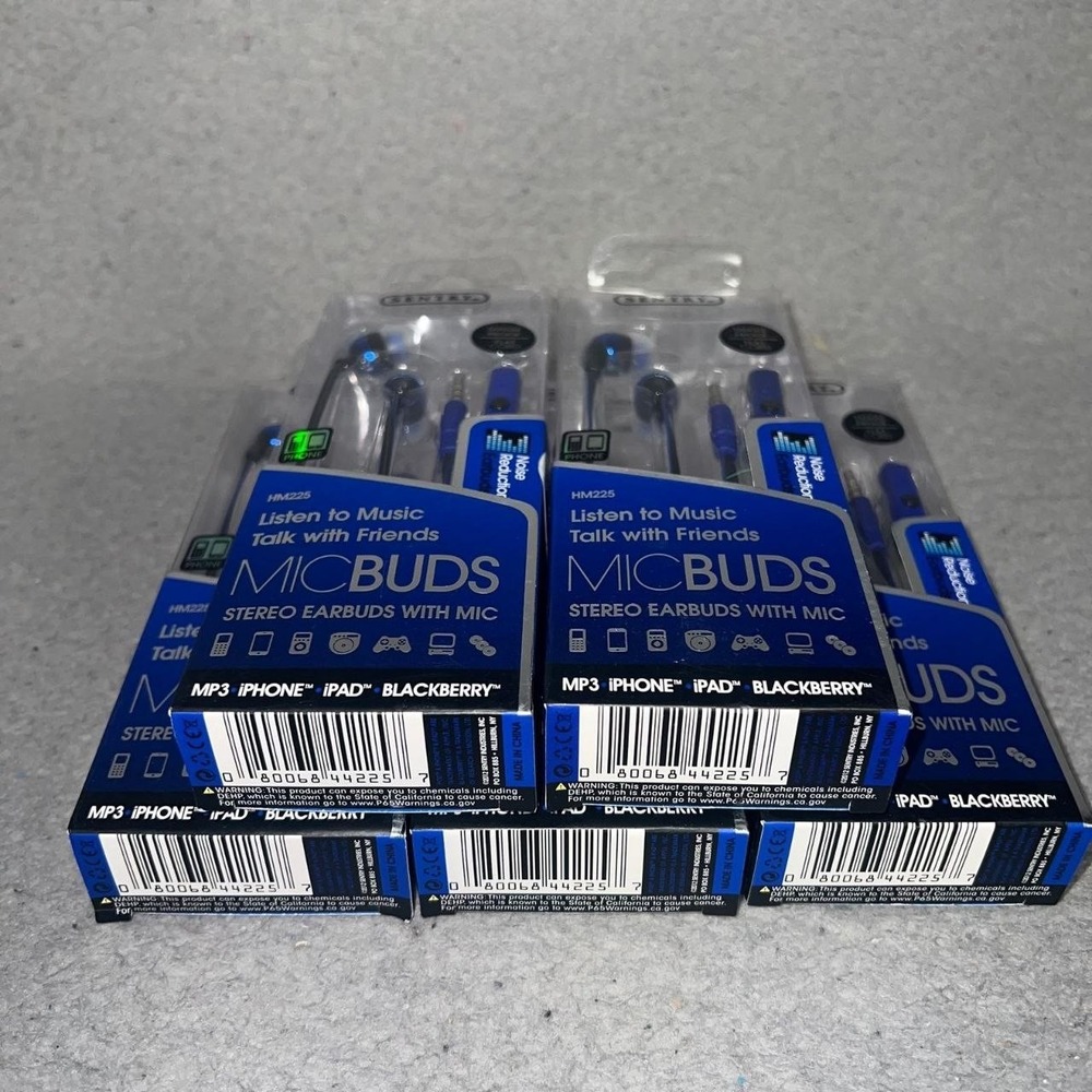 NIB Lot of 5 Sentry Mic Buds Wired Stereo Earbuds With Mic Noise Reduction HM225